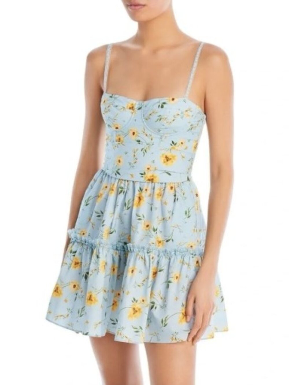 Aqua Light Blue Floral Dress
